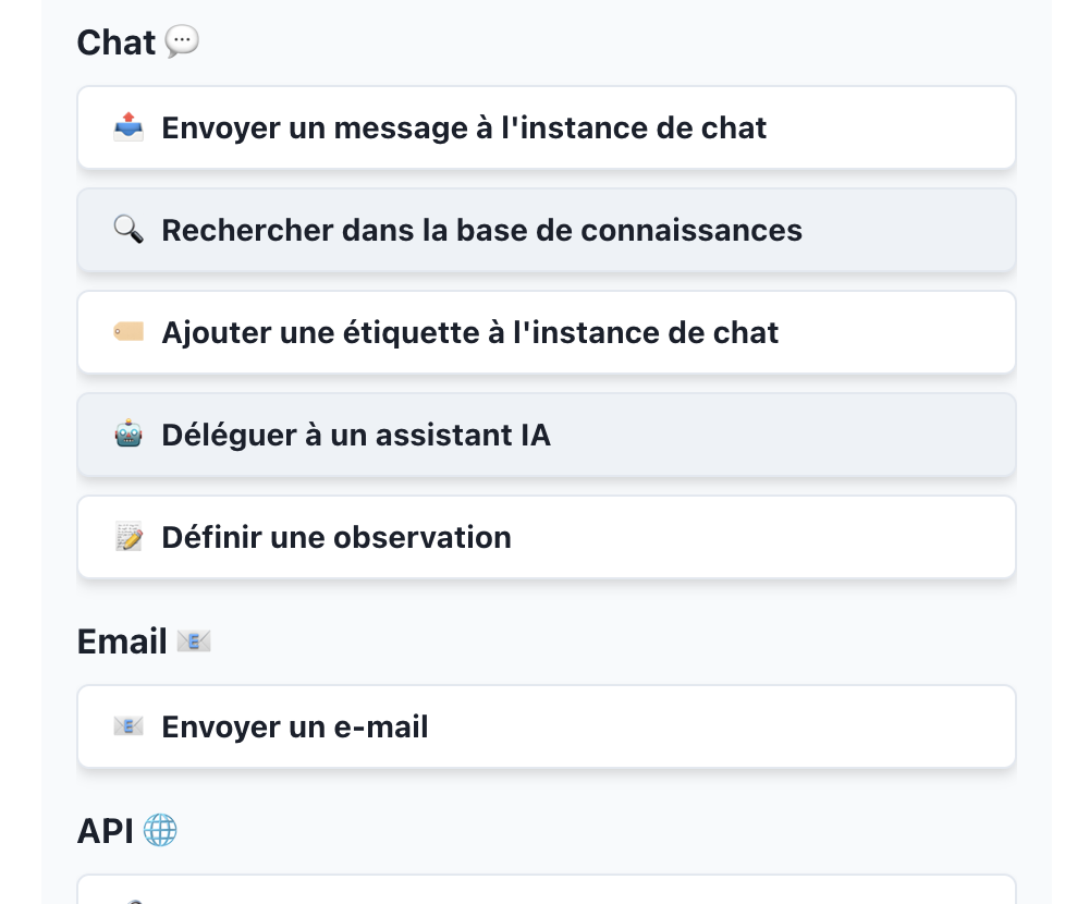 Handlingsvalg interface