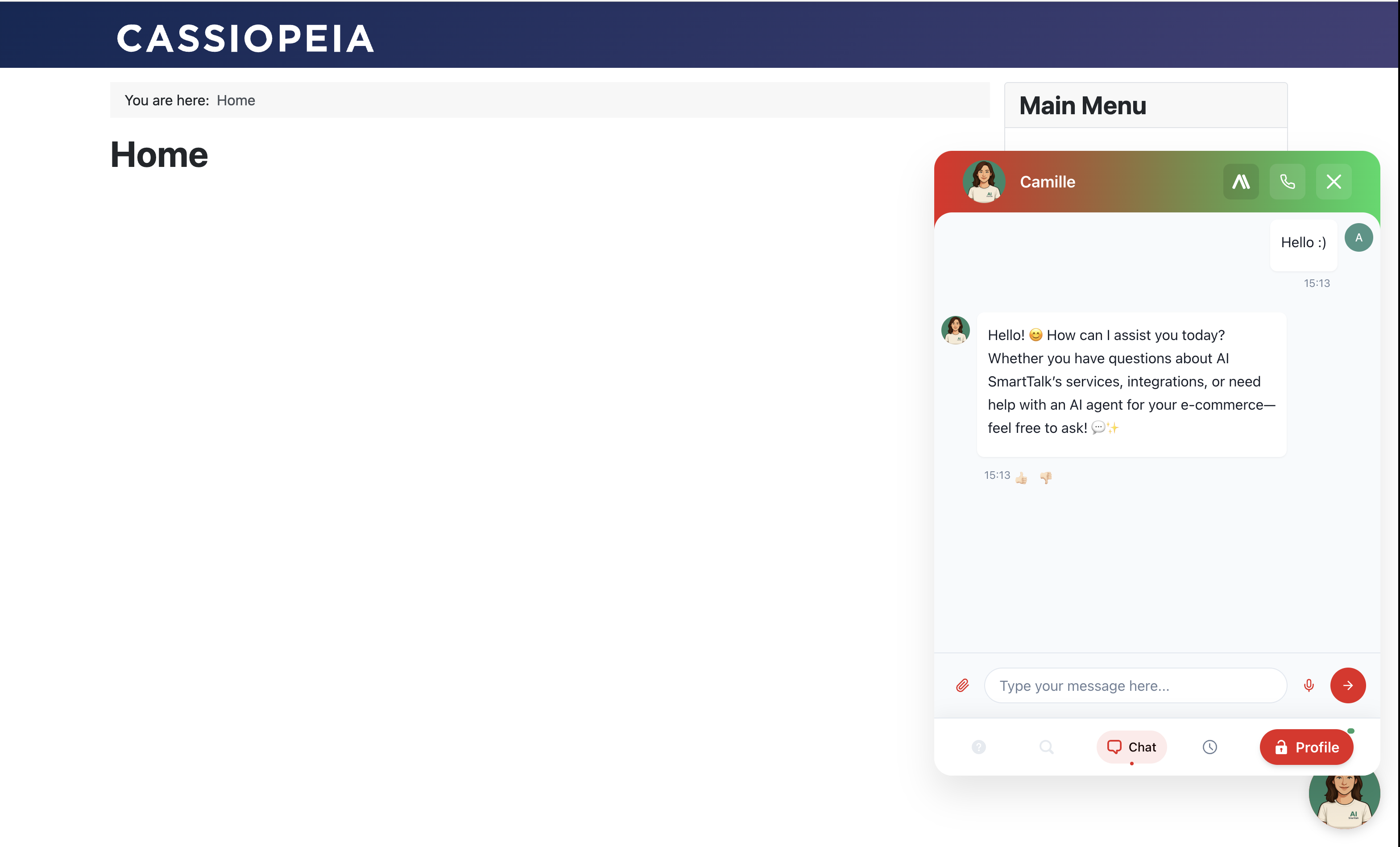 Chatbot på Joomla Site