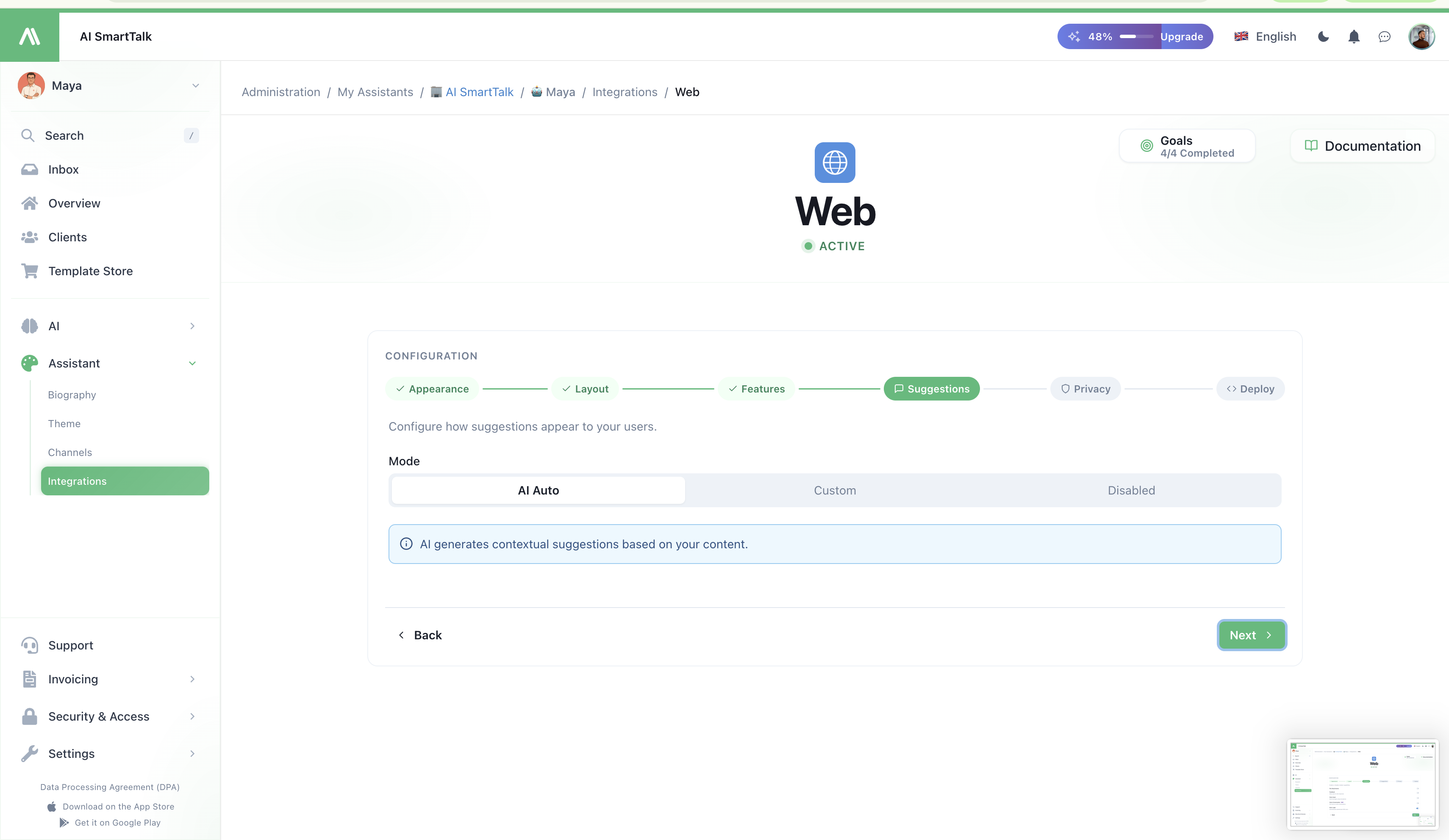 Web Widget — Suggestions