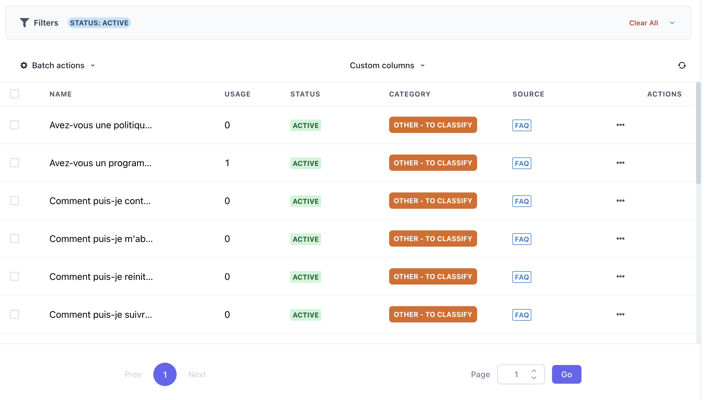 Knowledge base page