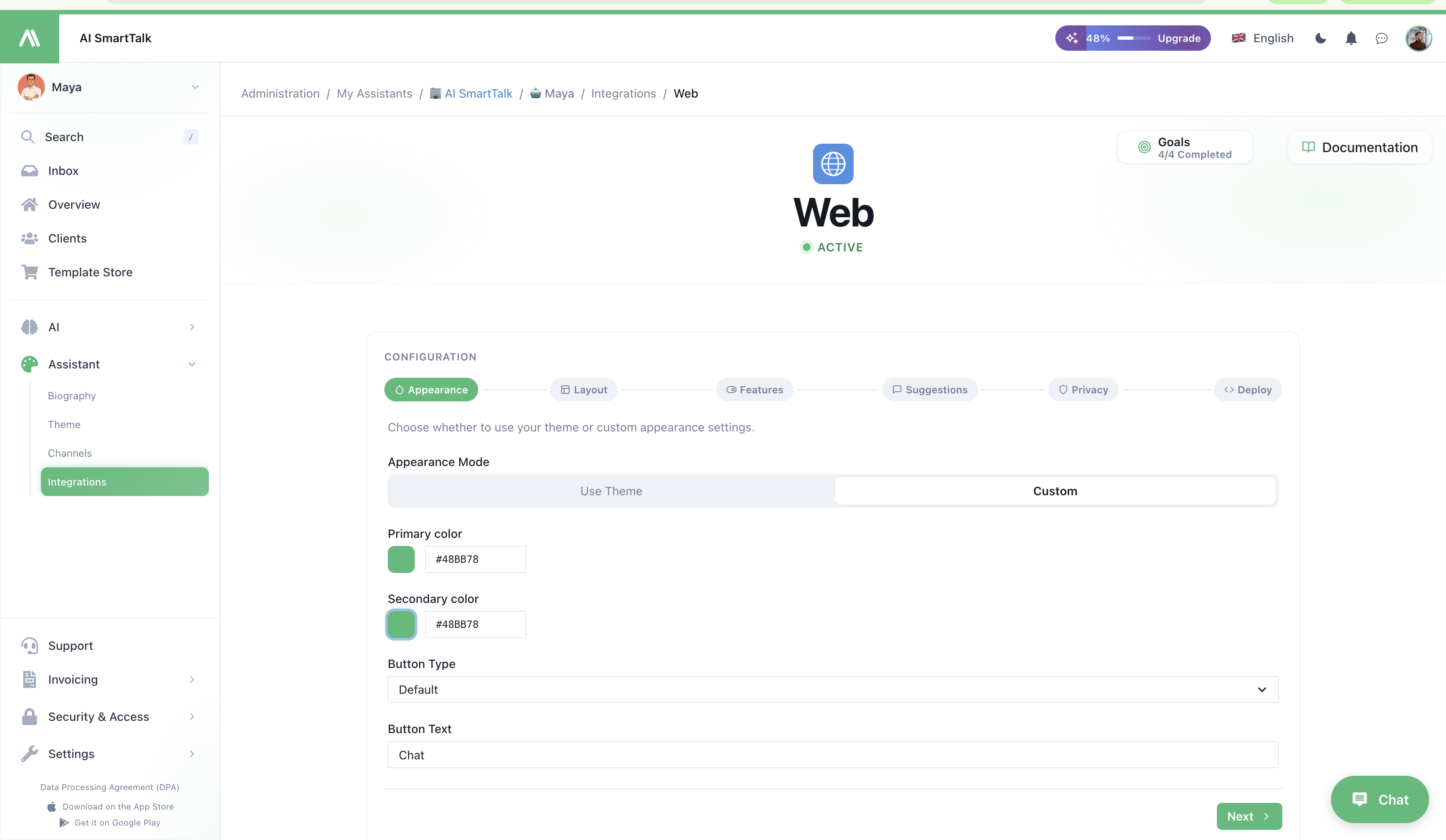 Web Widget — Appearance