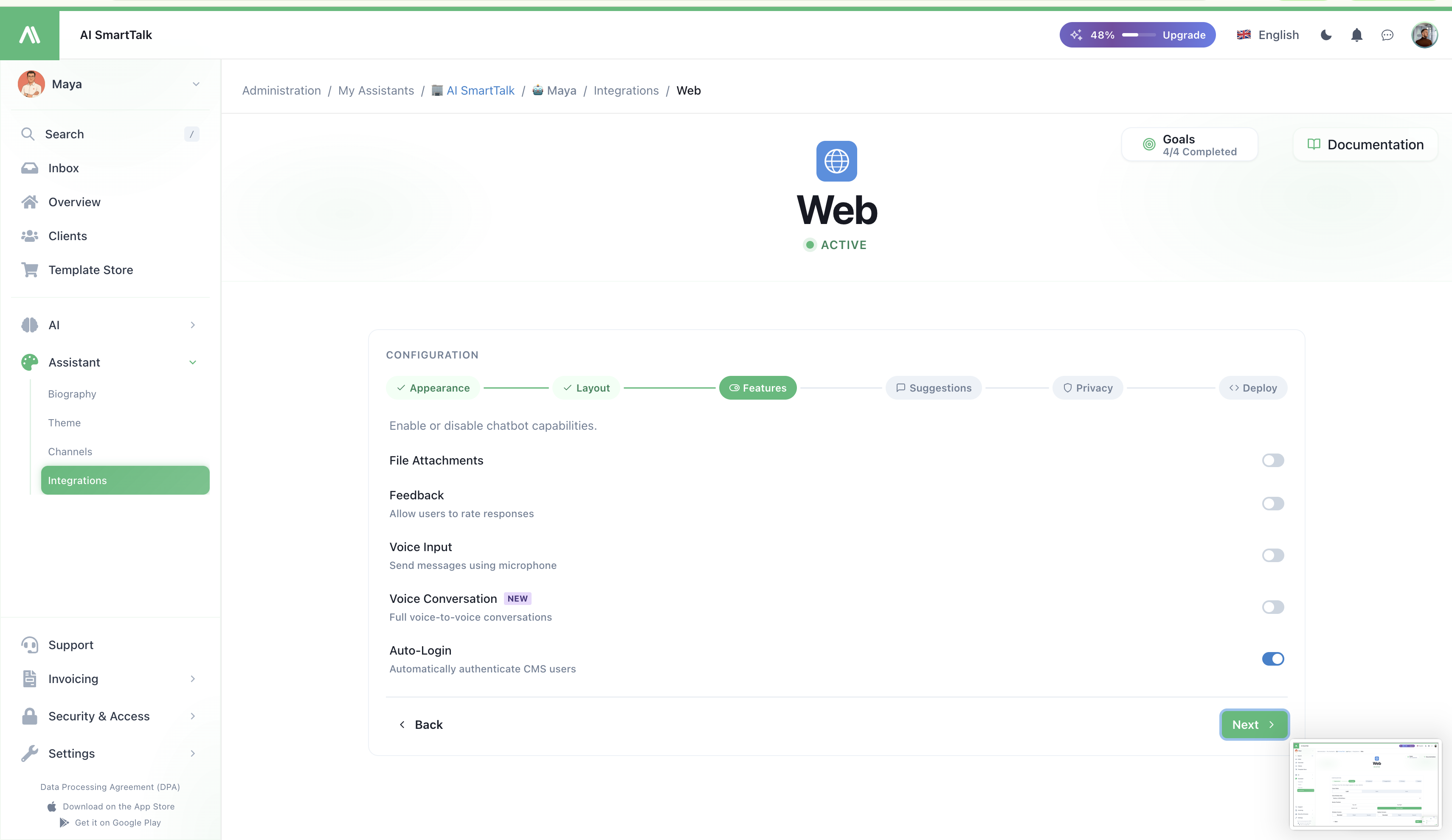 Web Widget — Features