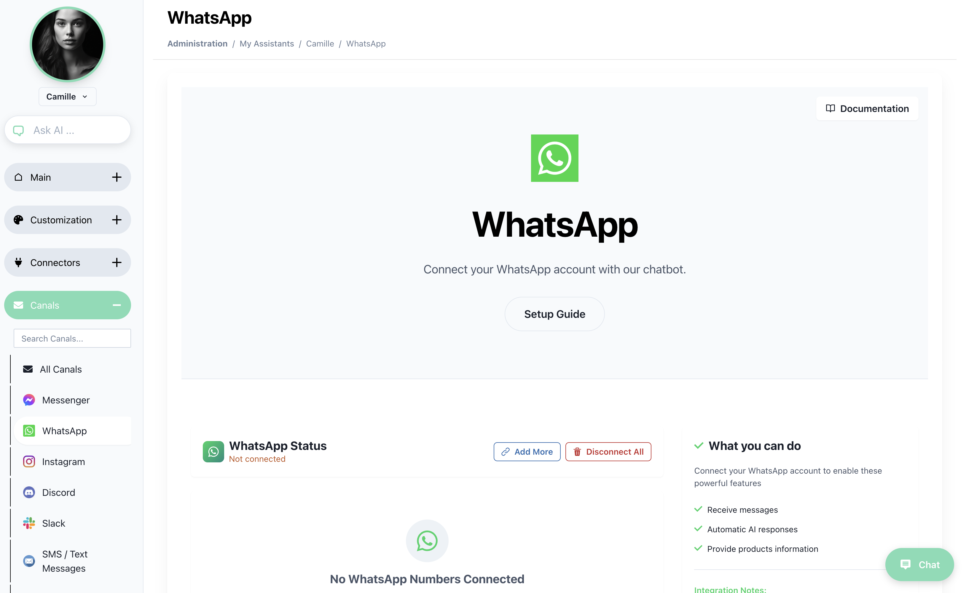 Intégration WhatsApp Business