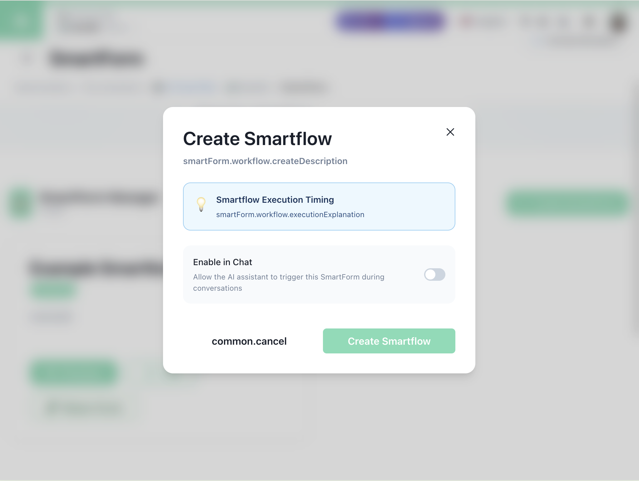 Opprett SmartFlow Modal