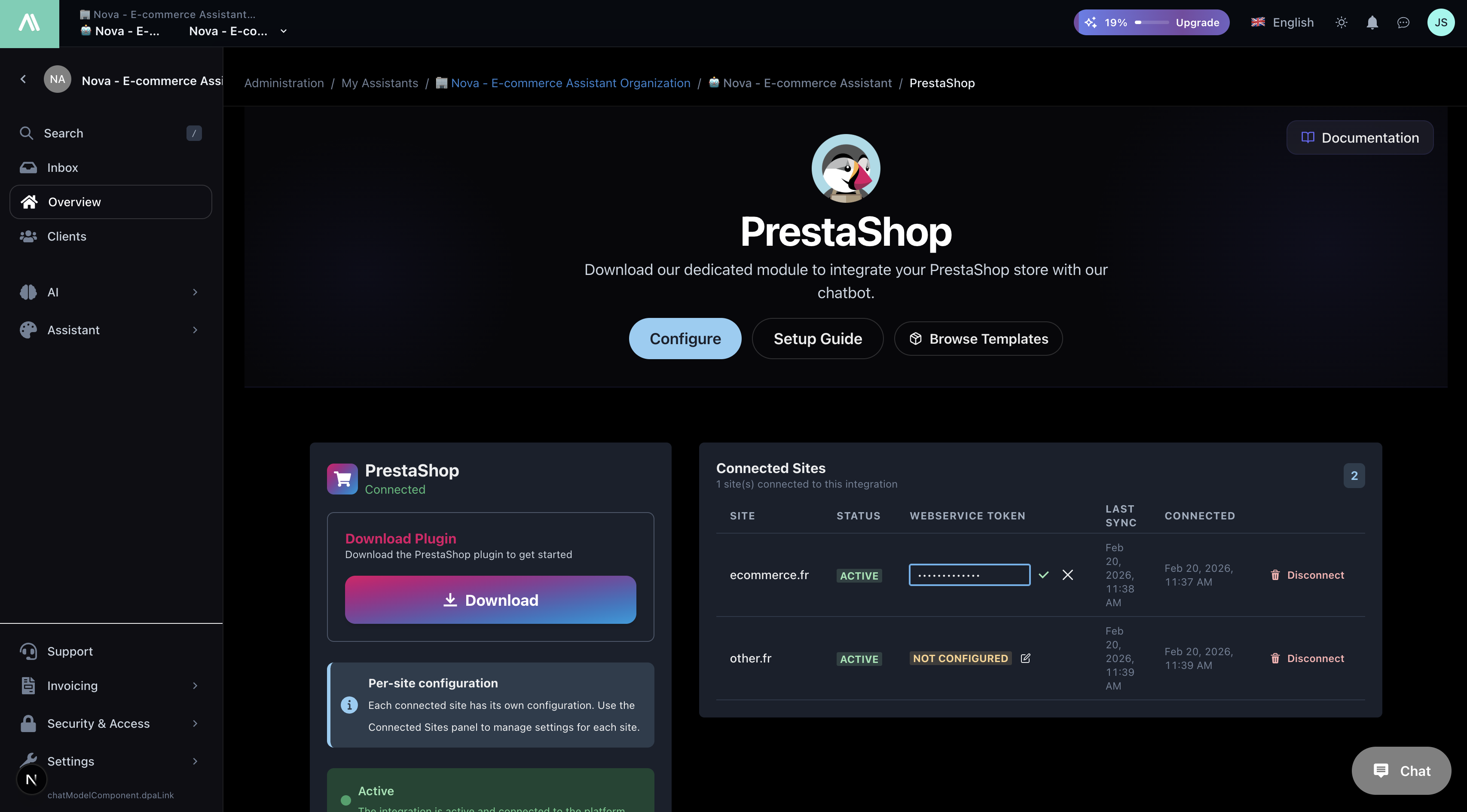 Token do Prestashop