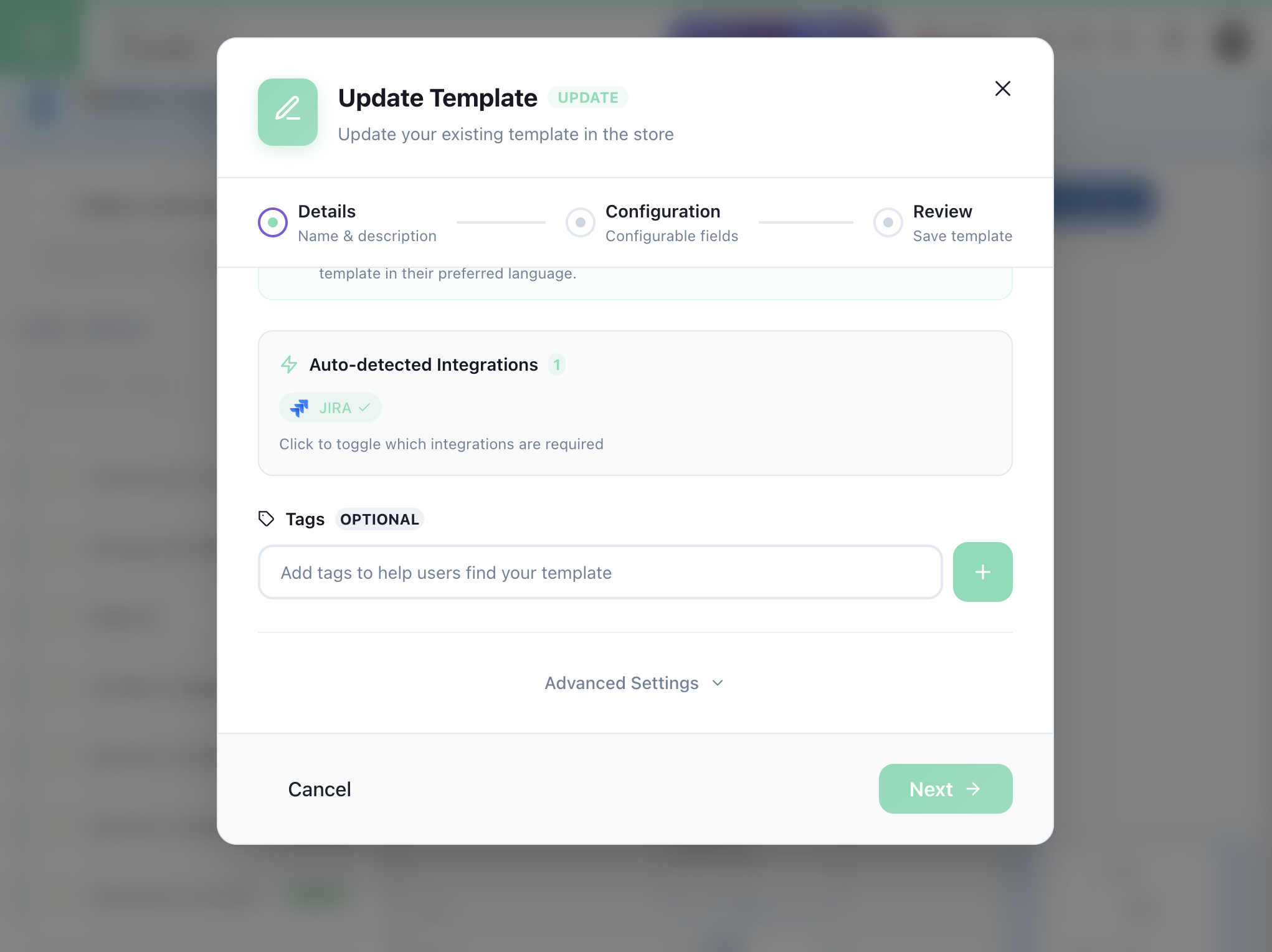 Template Configuration