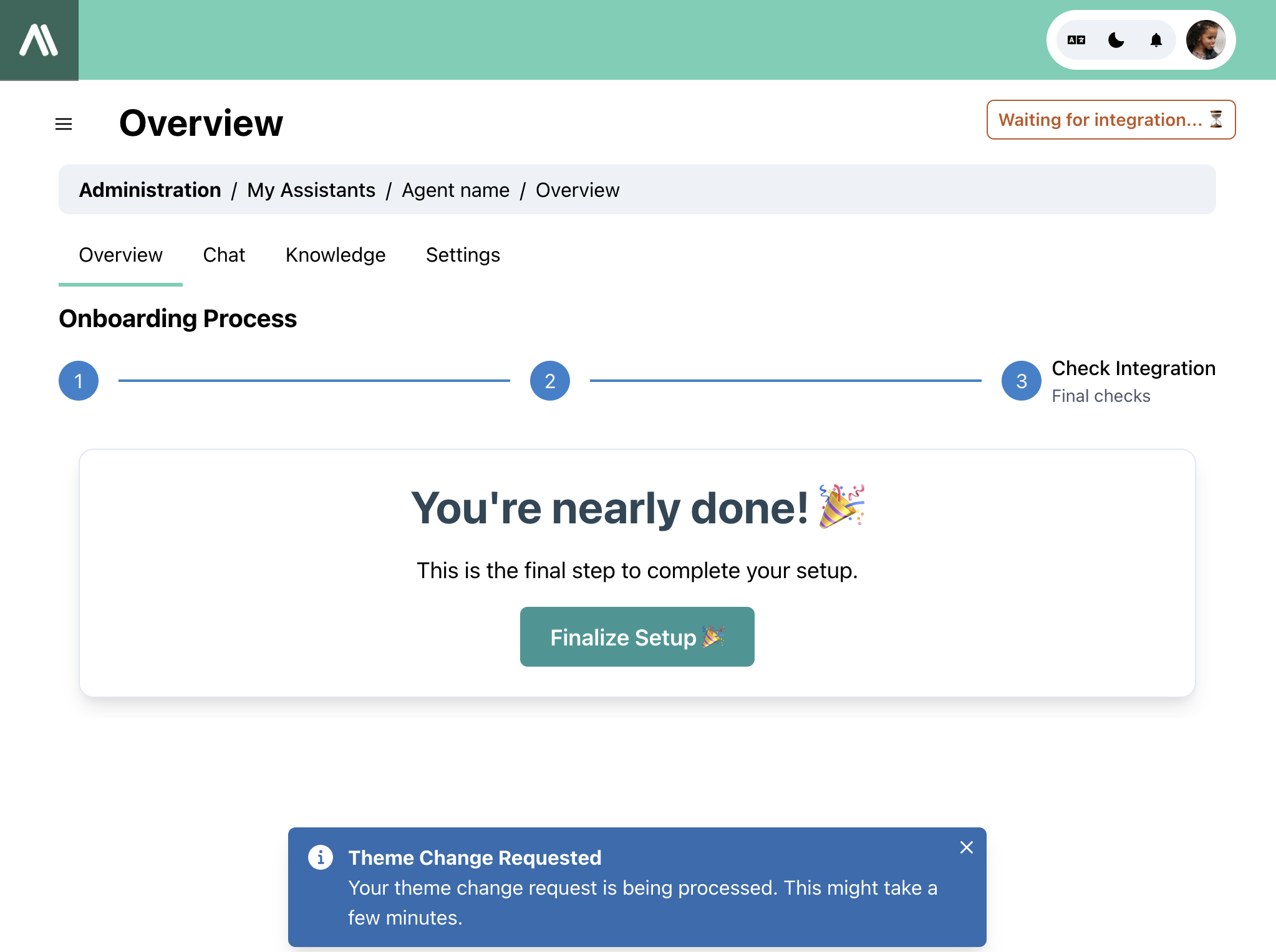 Finalizácia nastavenia