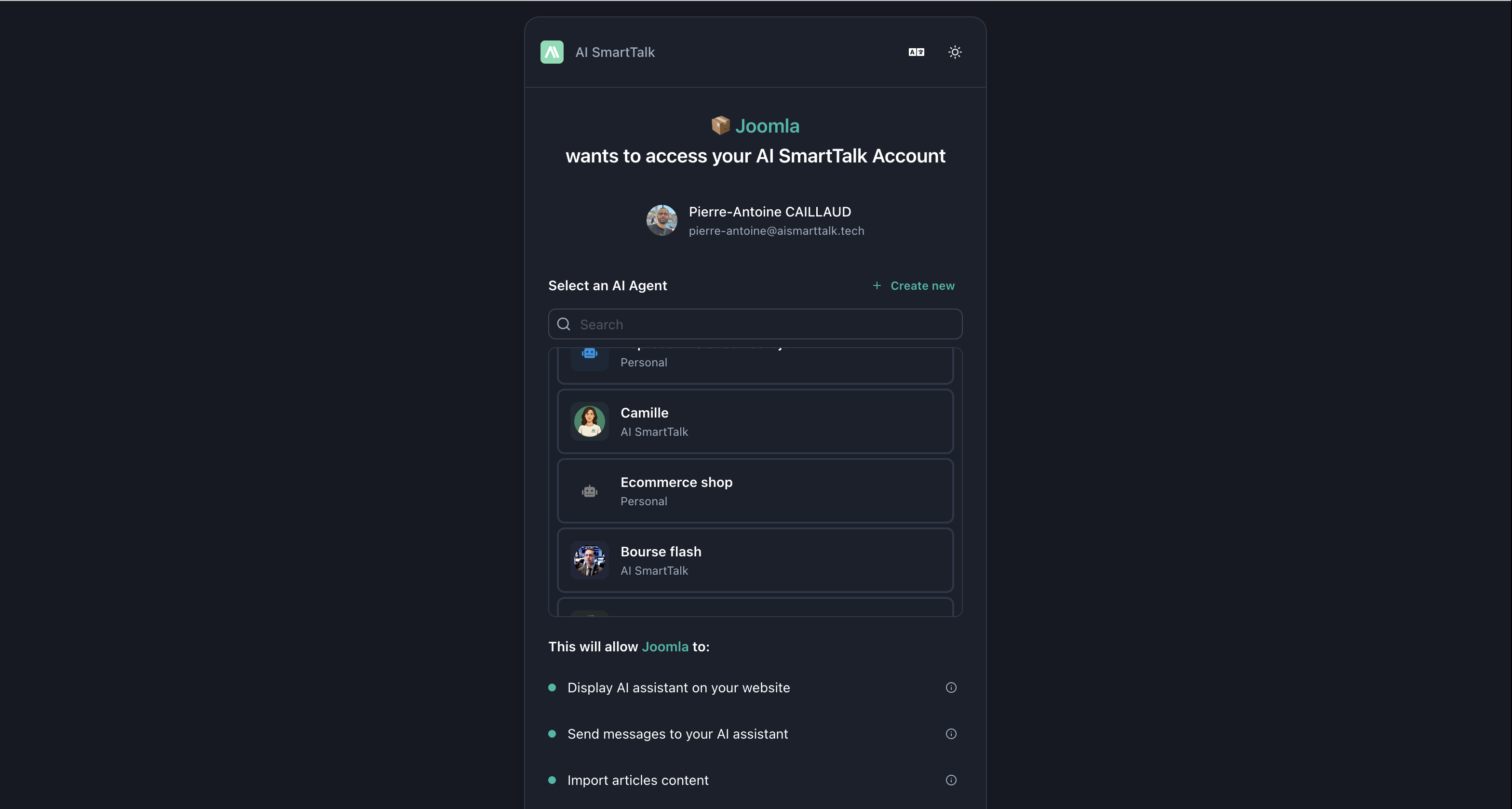 Assistentval dropdown